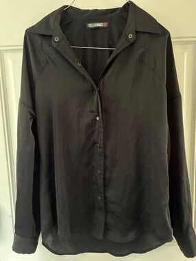 William Rast Black Long-Sleeve Snap Down Shirt Size S